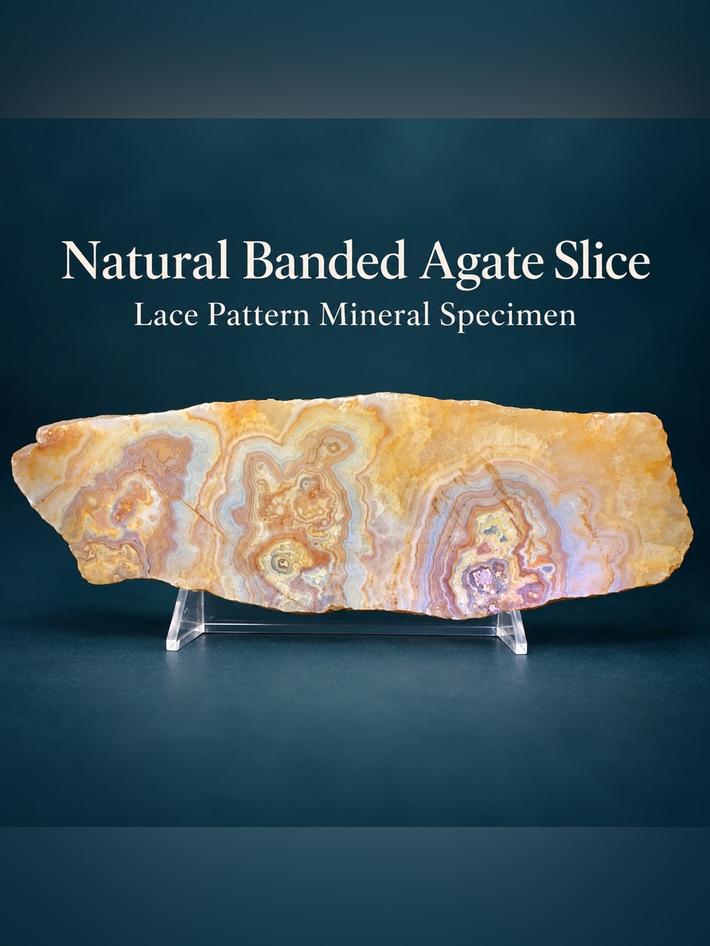 Natural Banded Agate Slice – Lace Pattern Mineral Specimen